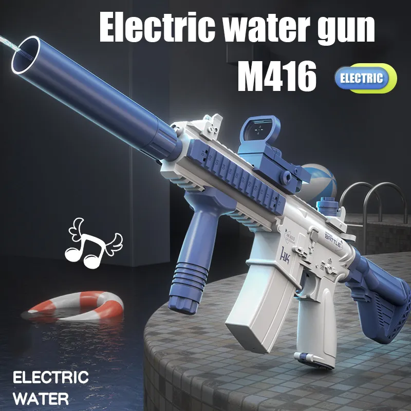 Gun Toys Summer Fully Automatic Electric Water Gun Rechargeable Long-Range Continuous Firing Space Party Game Splashing Kids Toy Boy Gift 230718