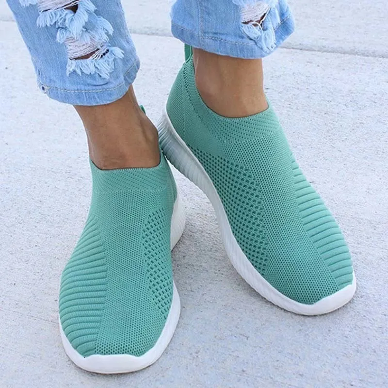 Kobiety spacery w modnym płaskim platformie Sock Chunky Sneakers Slip on Shoes Woman Mujer 230718 393b