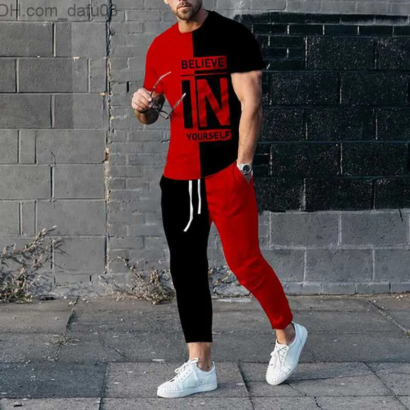 Pantalons de t-shirts pour les survêtements masculins Croyez en vous-même un pantalon T-shirt imprimé en 3D