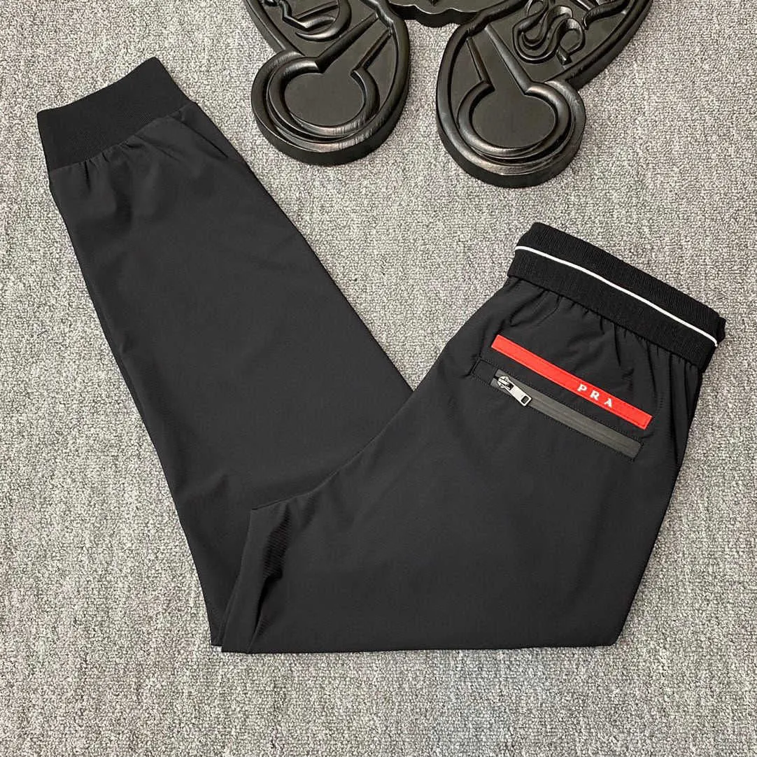 Spring and summer men's elastic lace-up trousers Haren pants, polyester fabric soft, comfortable and breathable, leisure sports, fashion.