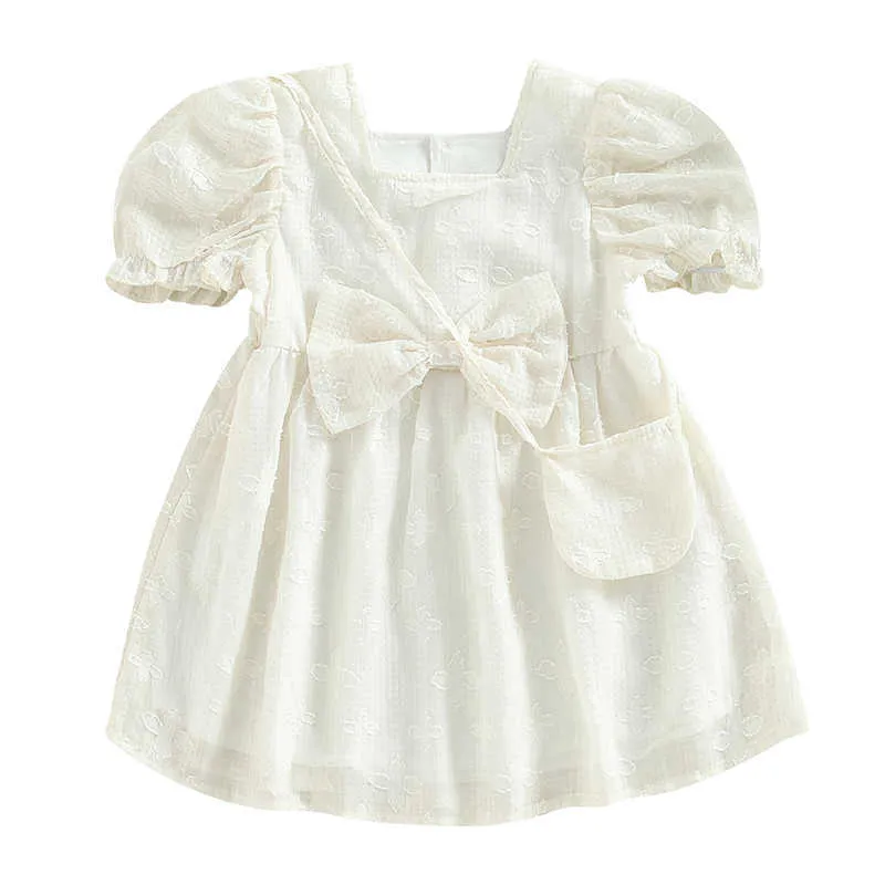 Vestidos de niña ma baby 3-7Y Niños pequeños Bebés infantiles Vestido de encaje de flores Bowknot Vestidos de fiesta de cumpleaños Vestido de princesa de verano + bolsa