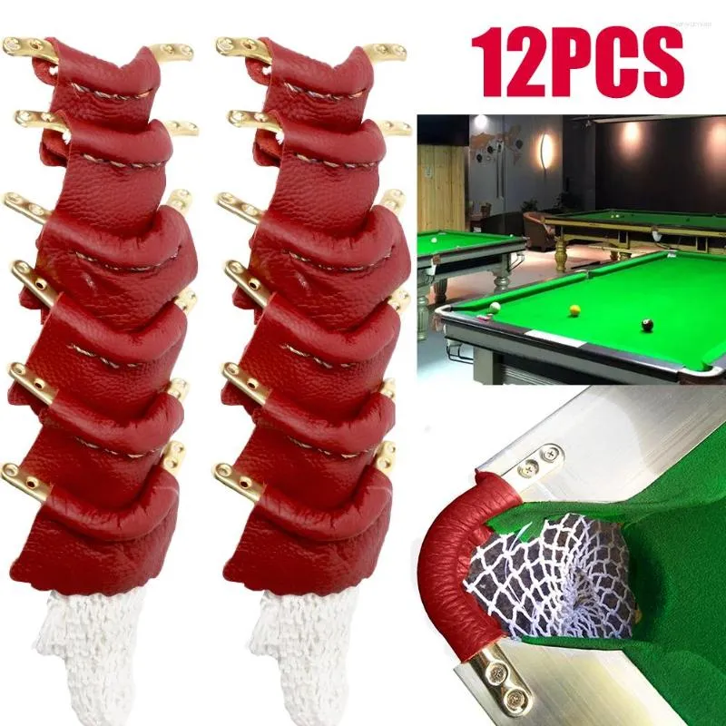 Sacs de rangement 12 pièces poches de billard en cuir Table de billard de billard Kit de filets de remplacement poche de billard pour accessoires