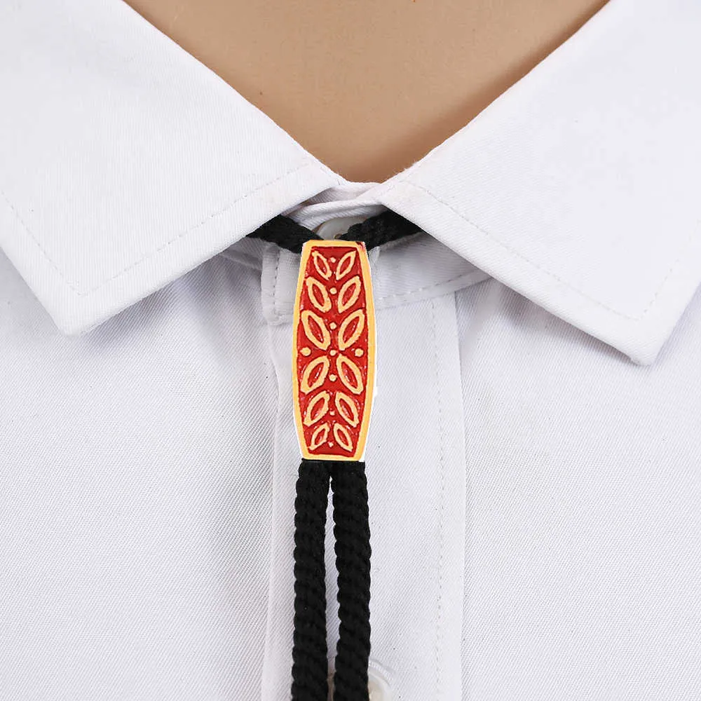 Bolo Ties Western Suede bolo tie heart shape collar leather rope unisex vintage pattern collar cowgirl wedding accessories HKD230719