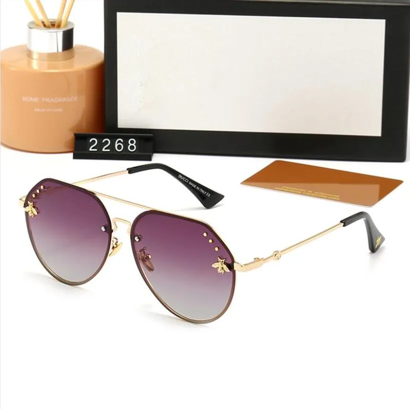 Brand designer sunglasses little bee fashion new metal large frame polarization Sunglasses retro men and women high-end glasses UV400 G2268