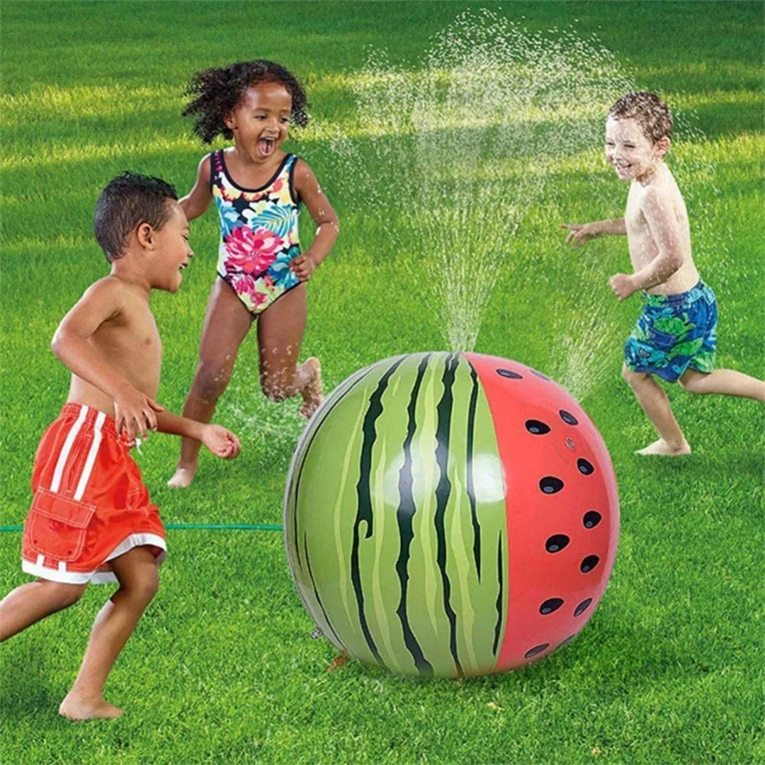 Sand Play Water Fun 1pc 60cm Summer Swimming Ball Outdoor Party Toys Toys Inflatable Polo Spray Watermelon For Kids 230718