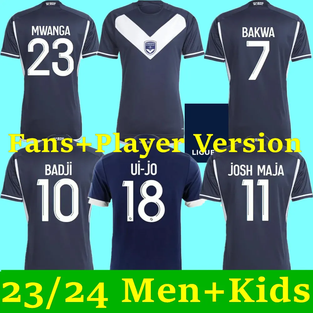 23 24 Maillot GirONdiNs BoRDeaUx Maglie da calcio Foot Kids Kit Fc 2023 2024 Maglie da calcio Home Training Home Away Fan Player Versione BAKWA BADJI JOSH MAJA MWANGA