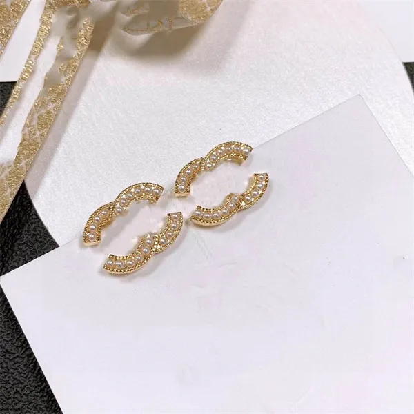 Designer simple Earrings ccity Luxury Stud Women Jewelry Gold drop Earring Woman ohrringe With box 44