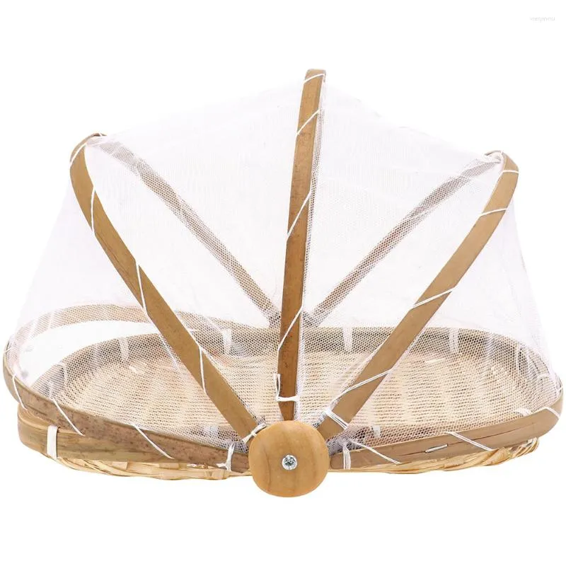 食器セットリッドバスケット竹dustpanメッシュネットカバー家庭用ピクニックパントレイテント