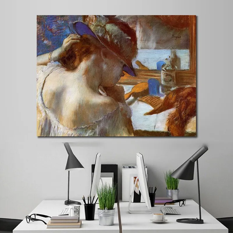 Edgar degas canvas konst figurativa oljemålningar vid spegeln hand målade moderna dansare konstverk entré dekor