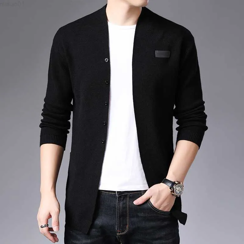 Męskie swetry Nowe jesień męski sweter sweter swetra Modna Moda Slim Fit Solid Knited Cardigan Men Casual Knit Sweter Płaszcze Męskie Ubranie 2022 L230719