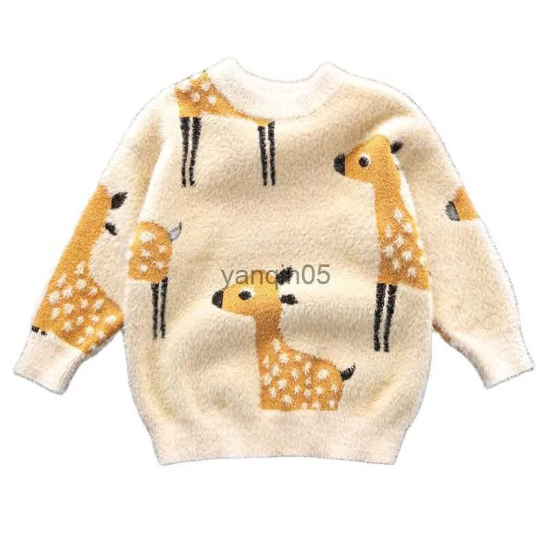 Pull Automne 2023 Nouveau Bébé Garçons Filles Chaud À Manches Longues Chandails Enfants Vêtements Elk Imprimer Enfants Pull Hiver Bébé Tricot Manteau Tops HKD230719