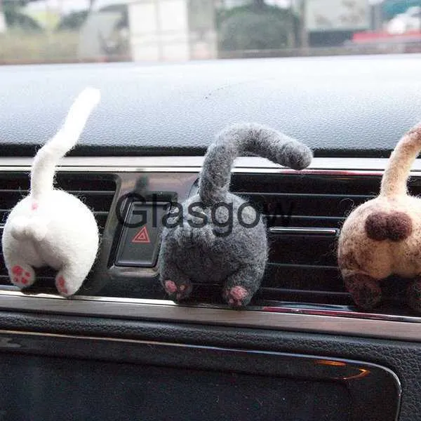 Interior Decorations Creative Car Decoration of Cat butt Cat Animal Wool Felting Handmade Toy Doll Felt Poked DIY Arts Crafts Needlework x0718