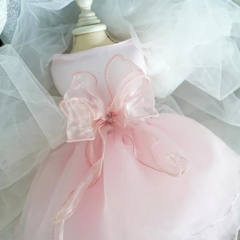 Vêtements pour chiens Respirant Jolie petite robe de princesse rose Lavable Pet Big Bow Supplies