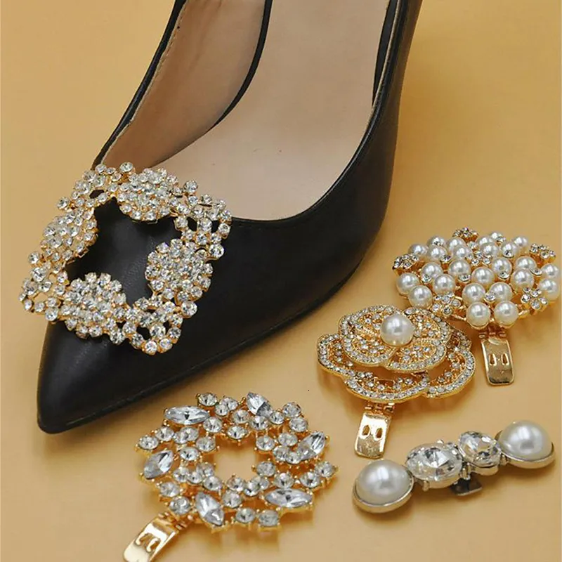 Sko delar tillbehör 1 par dam borttagbart pärlklipp spänne hög klack charm diy skor dekor 230718