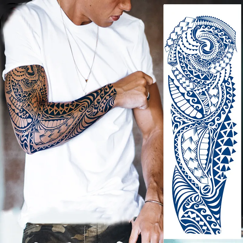 Juice Ink Lasting Full Arm Sleeve Tattoo Totem Geometric Waterproof Temporary Tattoo Sticker Uomo Donna Boy Body Art Tatuaggi