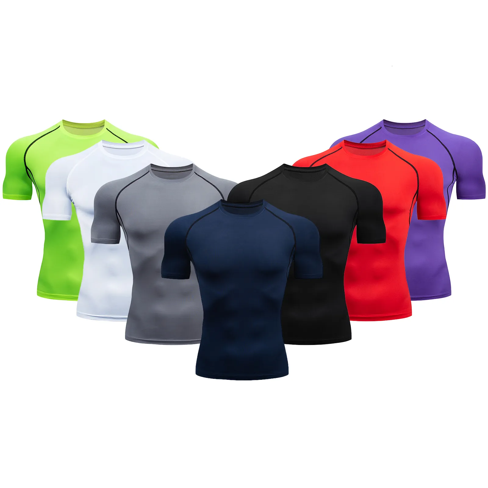 Camisetas masculinas de manga curta camisa masculina de compressão camiseta de corrida fitness justa esporte treinamento jogging camisas academia roupas esportivas secagem rápida 230718