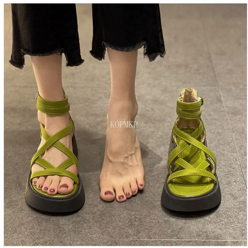 Hollow Out Female Nasure Roman Roman Open Open Toe Buckle Strap Platform Sandals High High Cheels Wedge Shoes 230718