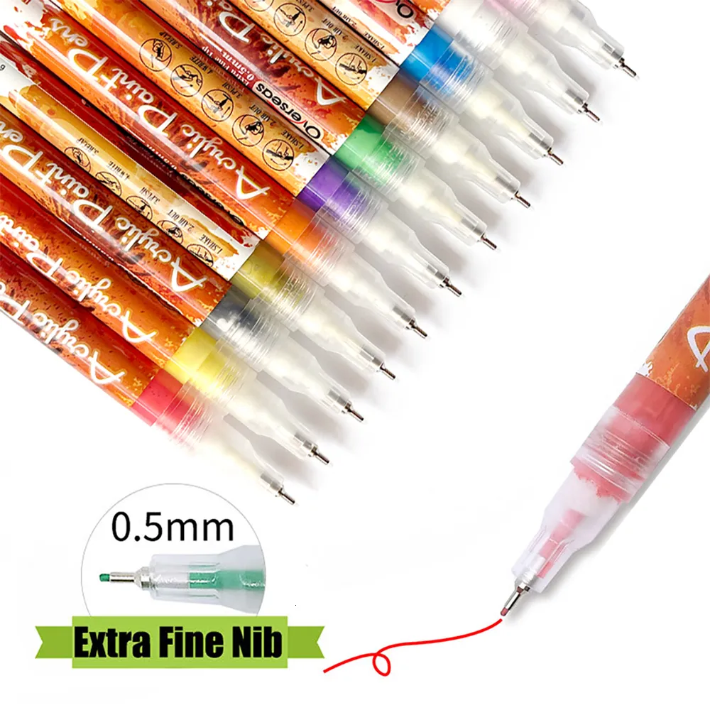 Nail Polish MYBORMULA 12 Colorful Nail Art Brush 0.5/0.7mm Nail Acrylic Pen Drawing Lining DIY Graffiti Design Nail Art Beauty Nail Tool 230718