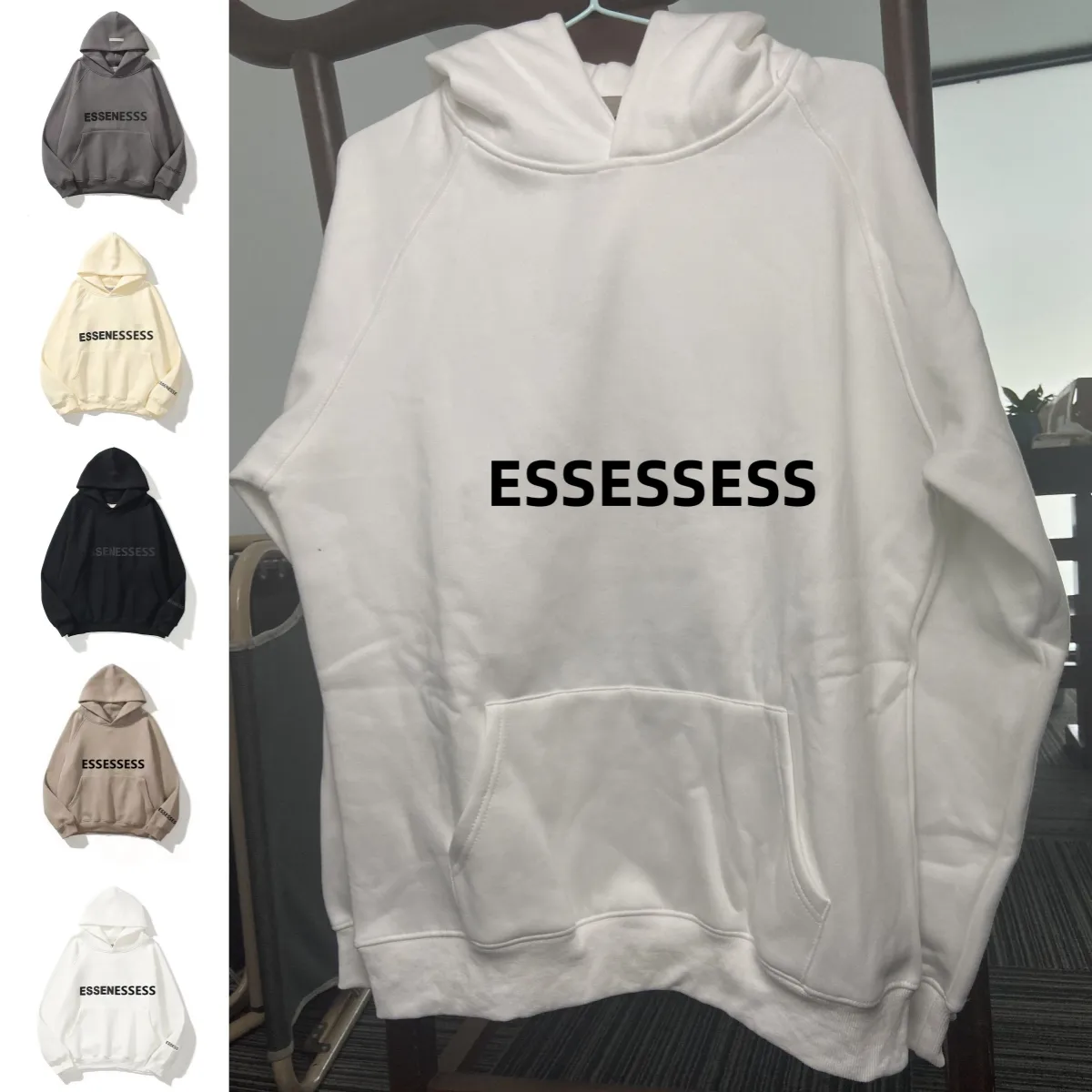Fleece warm essent hoodie designer hoodies graphic mens women hoody for men womens clothes ess clothing black gray white Hoodie size S-XL
