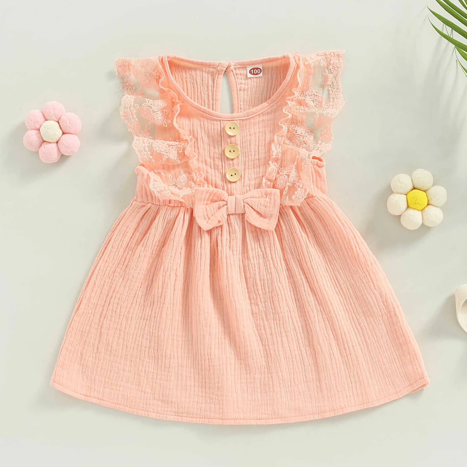 Girl's Dresses ma baby 0-24M Newborn Infant Baby Girl Dress Ruffle Lace Bow A-line Dresses For Girls Summer Princess Girls Dresses