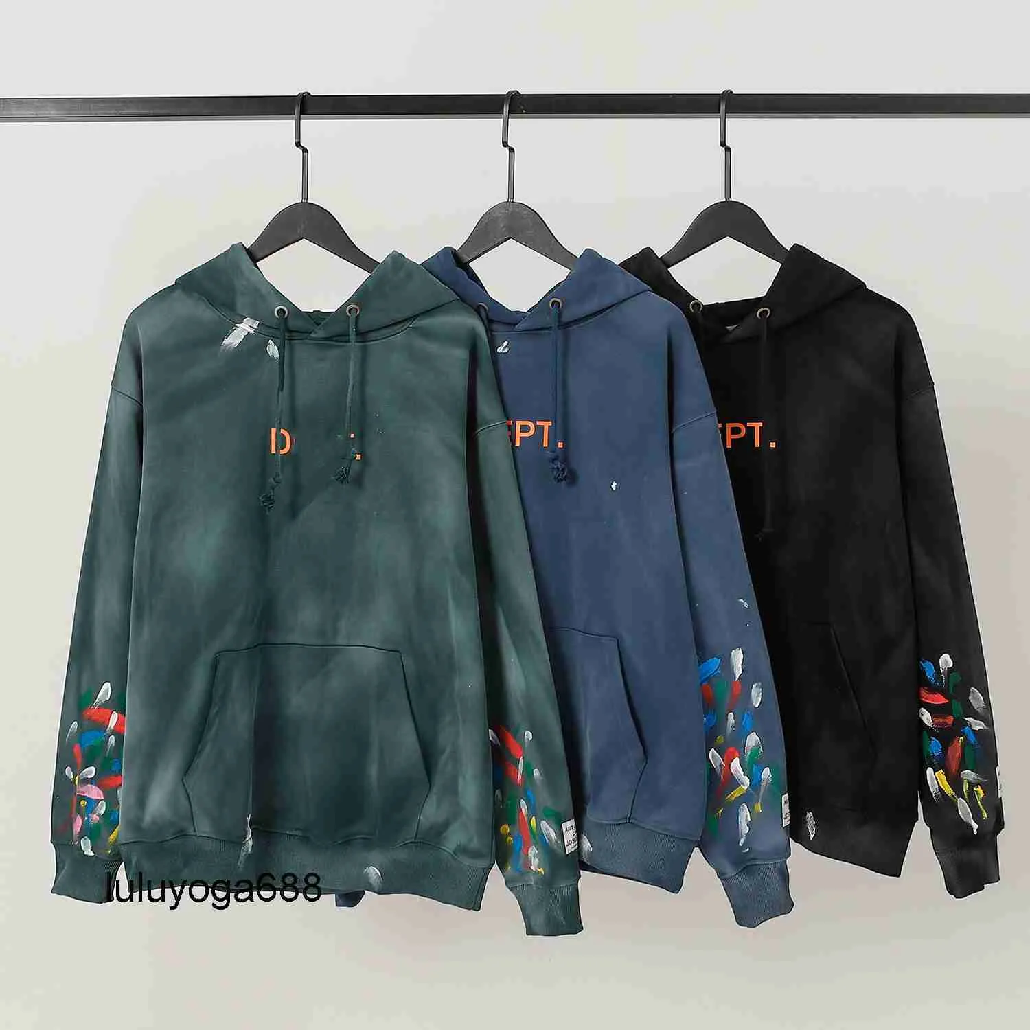 Mens Hoodie Tasarımcı Hoodies Alfabe Yıkanmış Sıkıntılı Sweatshirts Sıçrama Moda Marka Hoodys Trend artı Boy Boyu Boyutlu Kadınlar Erkek Hoodie