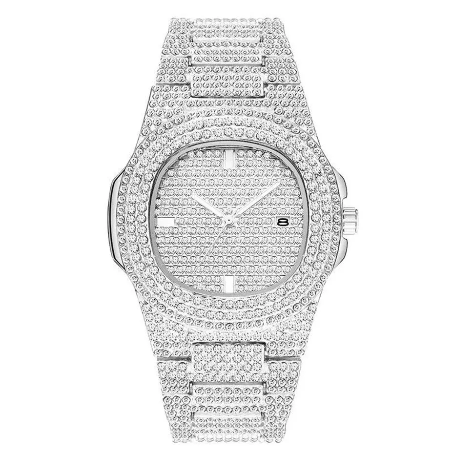 Nowe męskie zegarek Shinning Diamond Wacth Out Out Watches Stal nierdzewna Mężczyzna Kwarc Ruch Montre Watch Party Prezentacja na rękę CLOC188R