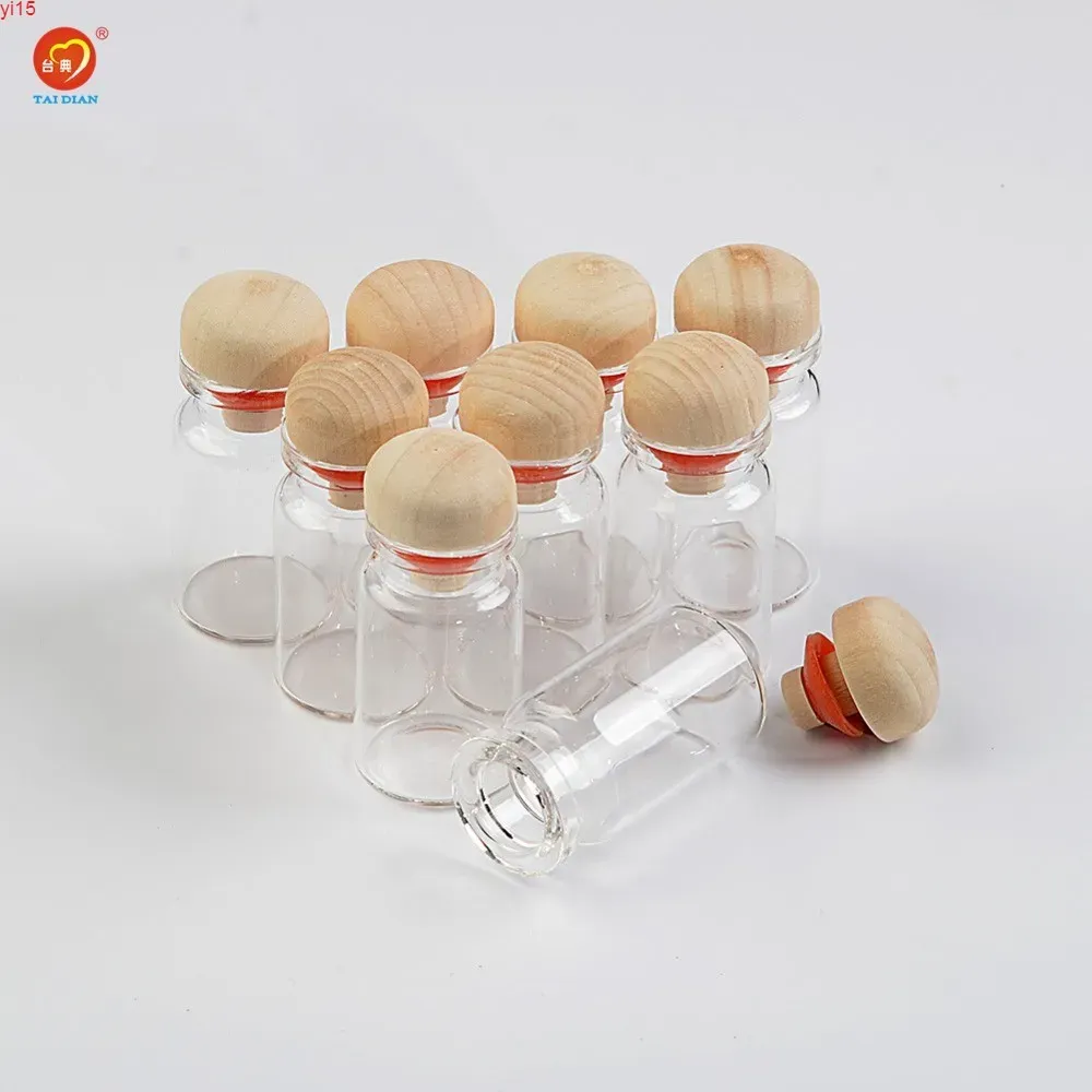 7ml Clear Glass Vials With Wood Cap Stopper Gift Bottles Jars Vials Decoration Craft Wedding Gift Diy