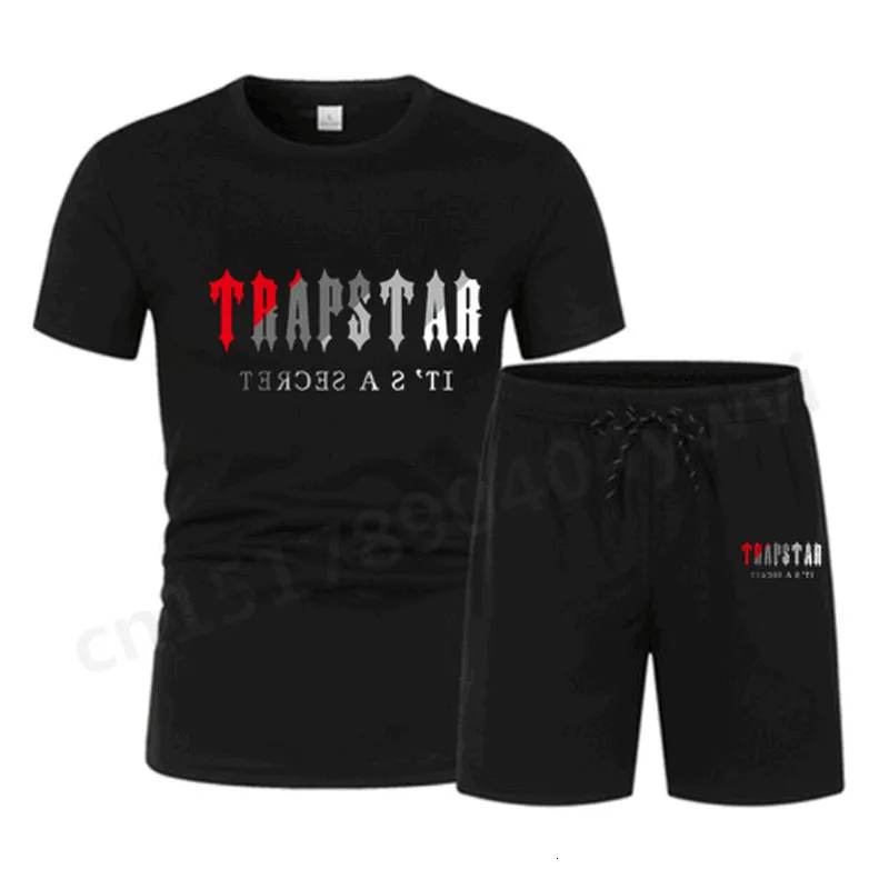 Survêtements pour hommes TRAPSTAR T-shirts à manches courtes imprimés à deux marquesCasual Sports Casual Set 230718