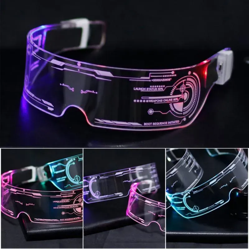 Colorful Novelty Luminous Glasses Lighting LED Electronic Visor Eyeglasses Light Spectacles Prop Halloween Festival Performance Pa9323598