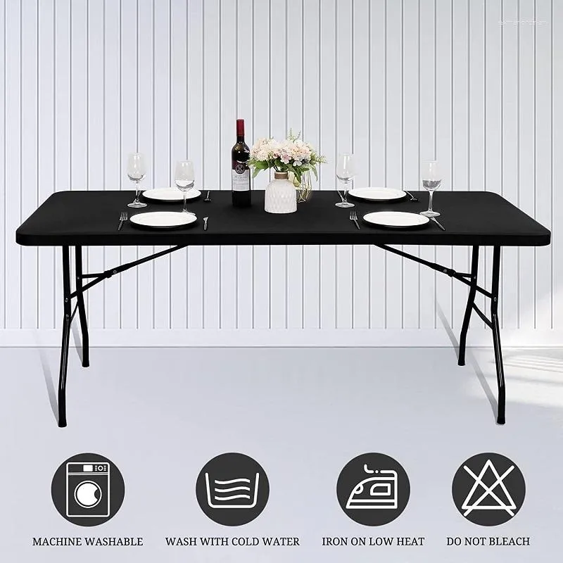 Nappe DD Banquet Stretch Tissu Top Cap Cover 4FT 5FT 6FT 8FT Élastique Noir Blanc Spandex Nappe Équipée