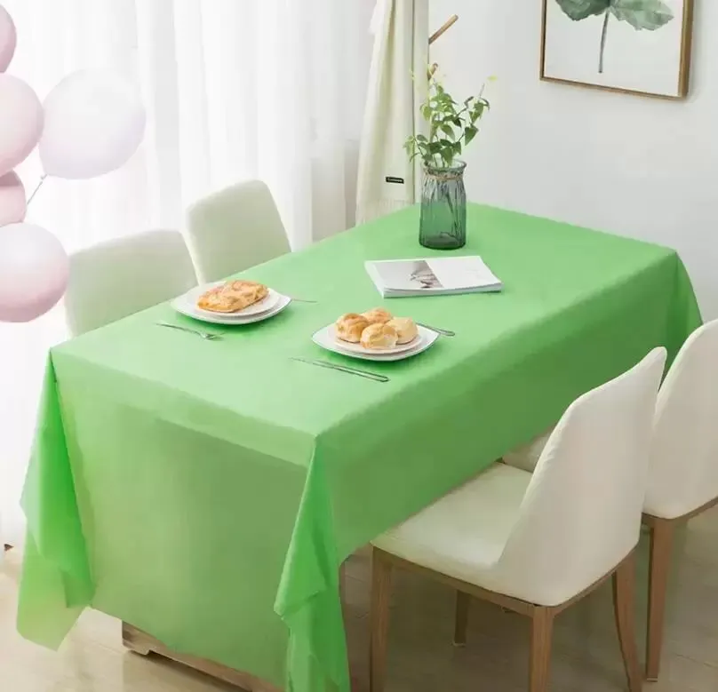 Festival Party Disposable Table Covers PE Plastic Dining Tabless Tablecover Plastic Tablecloth Wedding Birthday Cloth for Rectangle Desk Solid Color Wholesale