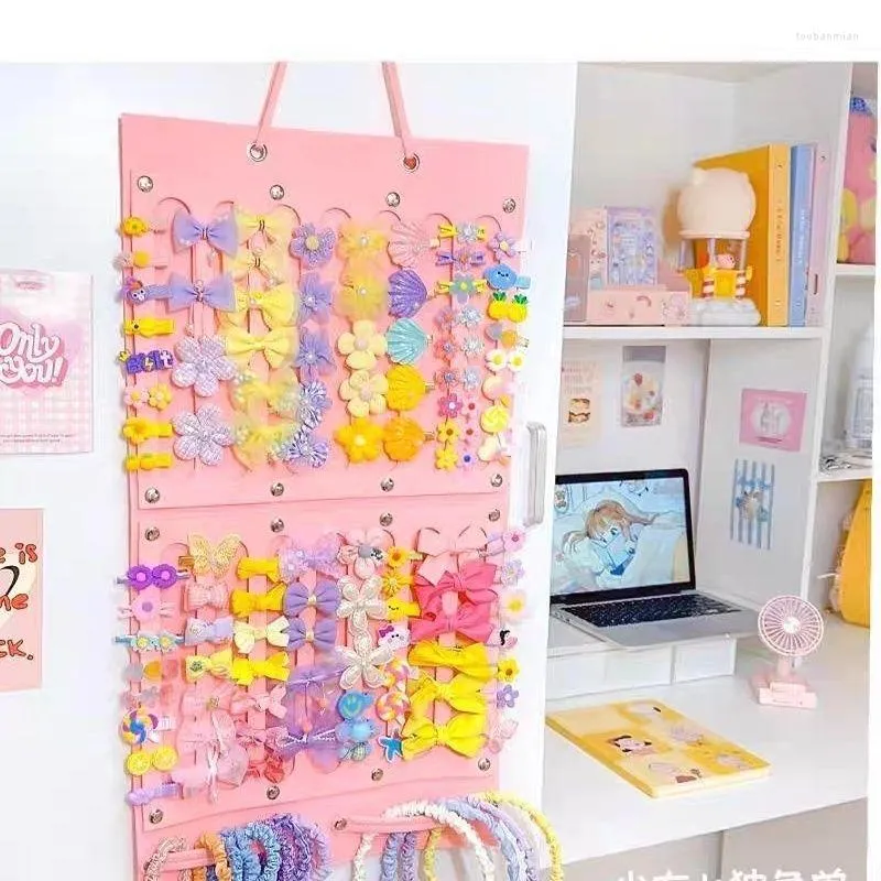 Storage Boxes Kawaii Hair Accessory Organizer Wall Hanging Children's Bands Clips Head Rope Jewelry Box Display Stand Organizers