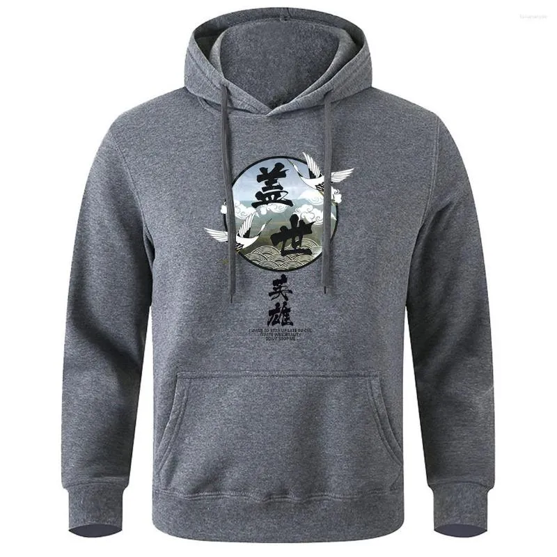 Heren Hoodies Heroes Of Earth Chinese Character Style Print Man Zachte Ademende Capuchon Grafische Grappige Pullover Losse O-hals Trainingspak