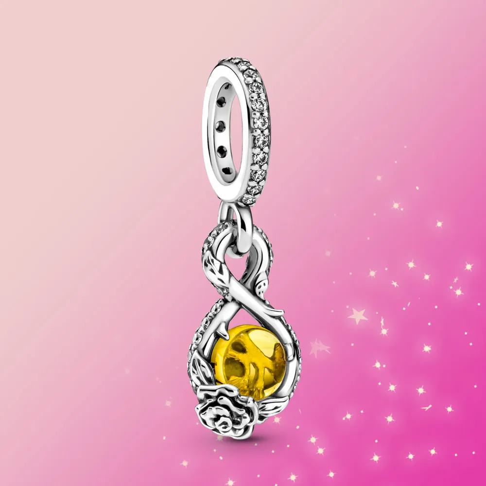 925 Silver Fit Pandora Charm Beast Rose Bead Dangle Fashion Charms مجموعة قلادة DIY Gine Beads Jewelry