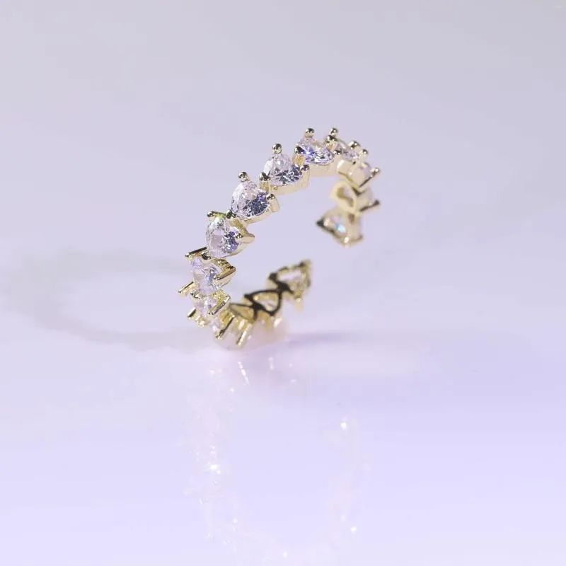 Cluster Rings WDM Factory Direct Sales Zircon Gold Heart Zirconia 18K Rose Platinum Wedding Engagement for Women
