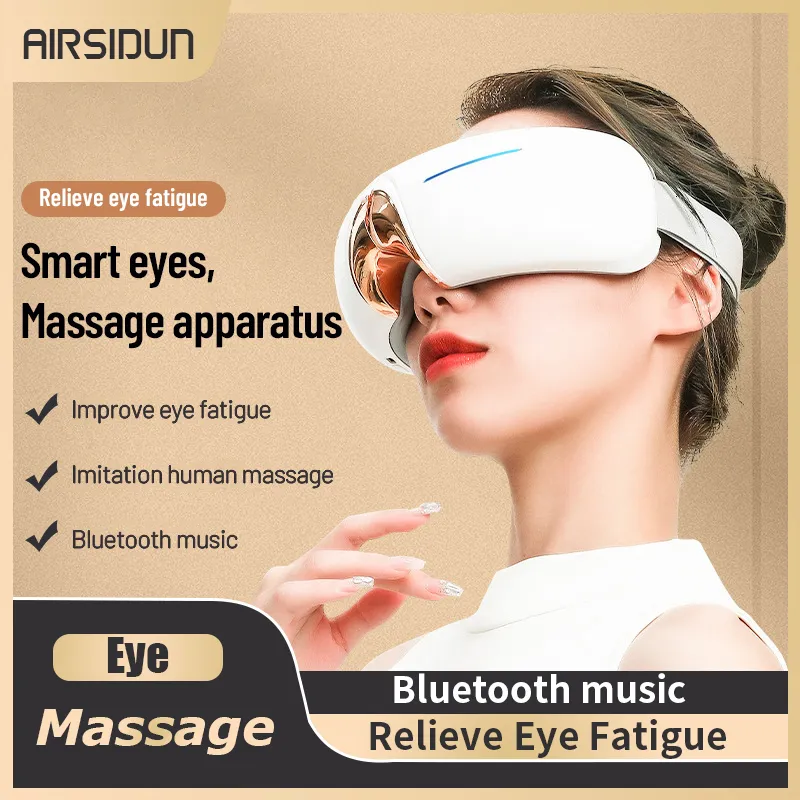 Massageador de olhos inteligente dobrável protetor de compressa Bluetooth recarregável pressão de ar 230718