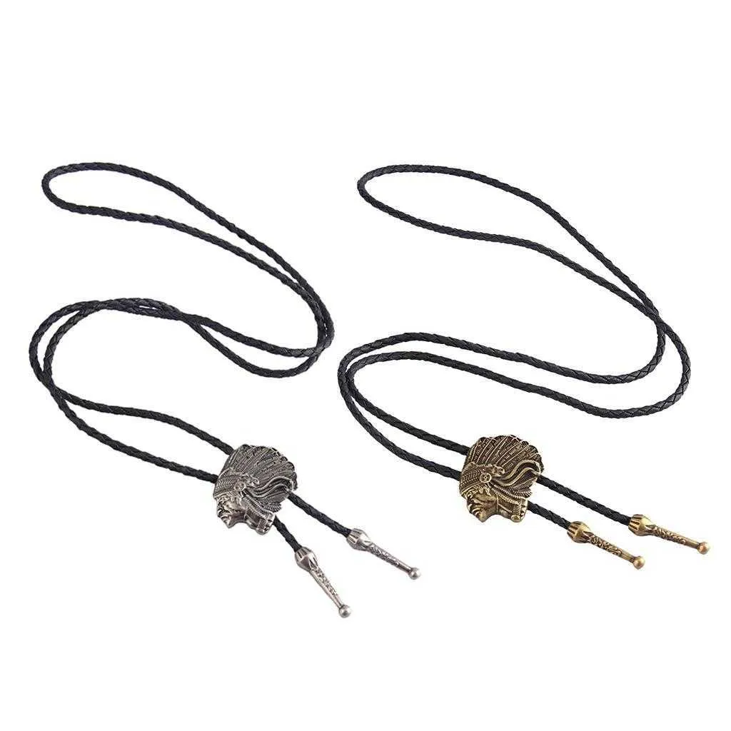 Bolo Ties Western Cowboy Cowgirl Bolo Tie Collana con ritratto indiano HKD230719