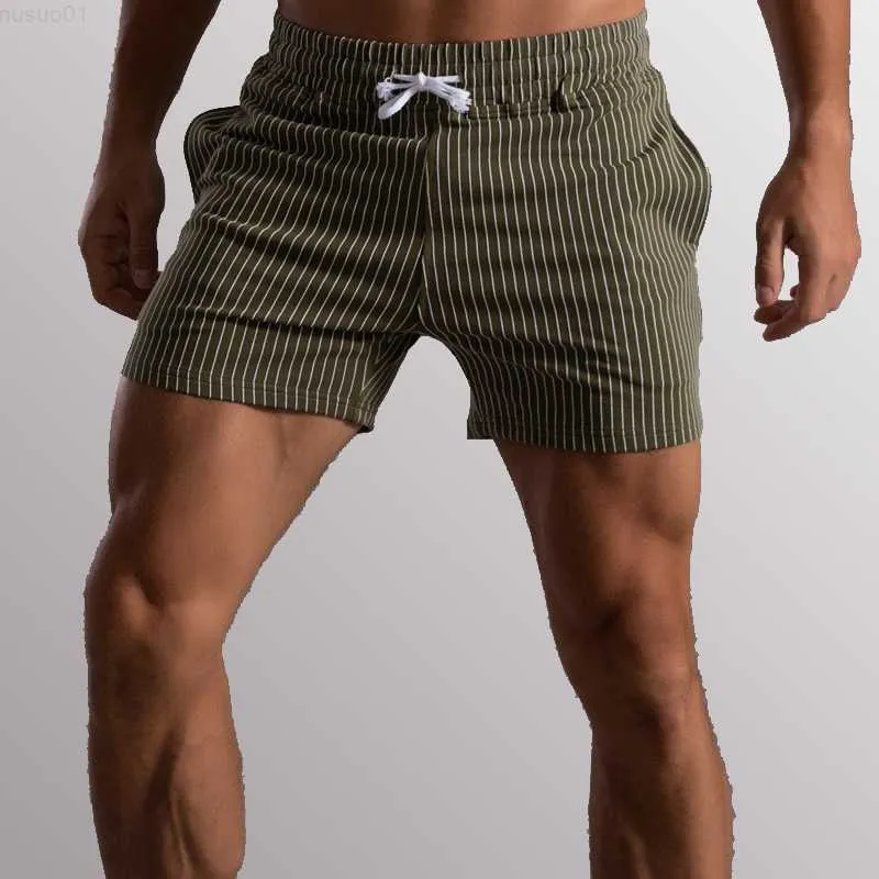 Herren-Shorts Heavywood Herren-Baumwoll-Sport-Shorts, lässig, für Fitnessstudio, Laufen, Sweatshorts, Drstring, gestreift, bedruckt, Workout-Shorts, für Herren, zum Schlafen, Homewear, L230719