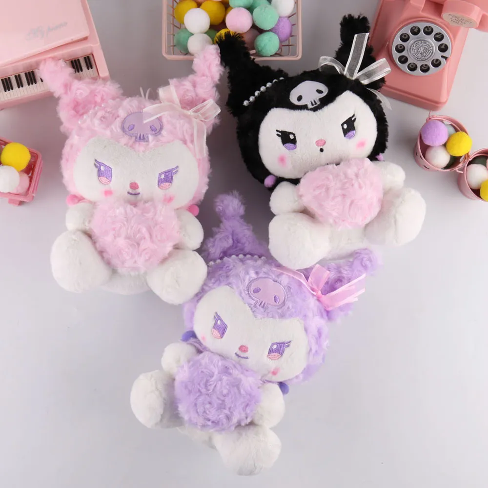 En gros mignon amour kuromi jouets en peluche jeu pour enfants compagnon de jeu saint valentin cadeau chambre décoration