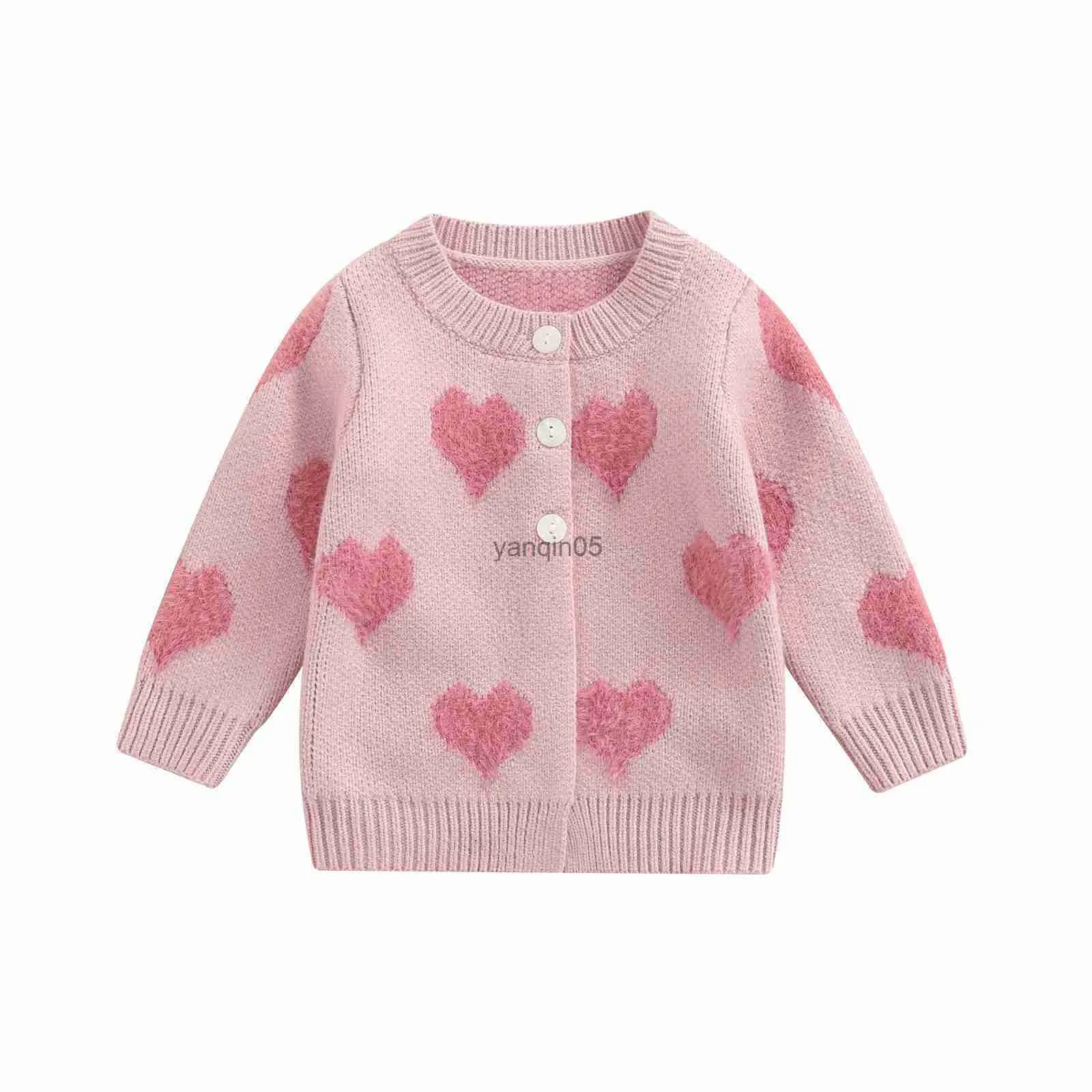 Pullover liooraitiin 0-3 års småbarn spädbarn baby flicka cardigan jackor hjärttryck långärmad knapp stängning stickad tröja toppar hkd230719