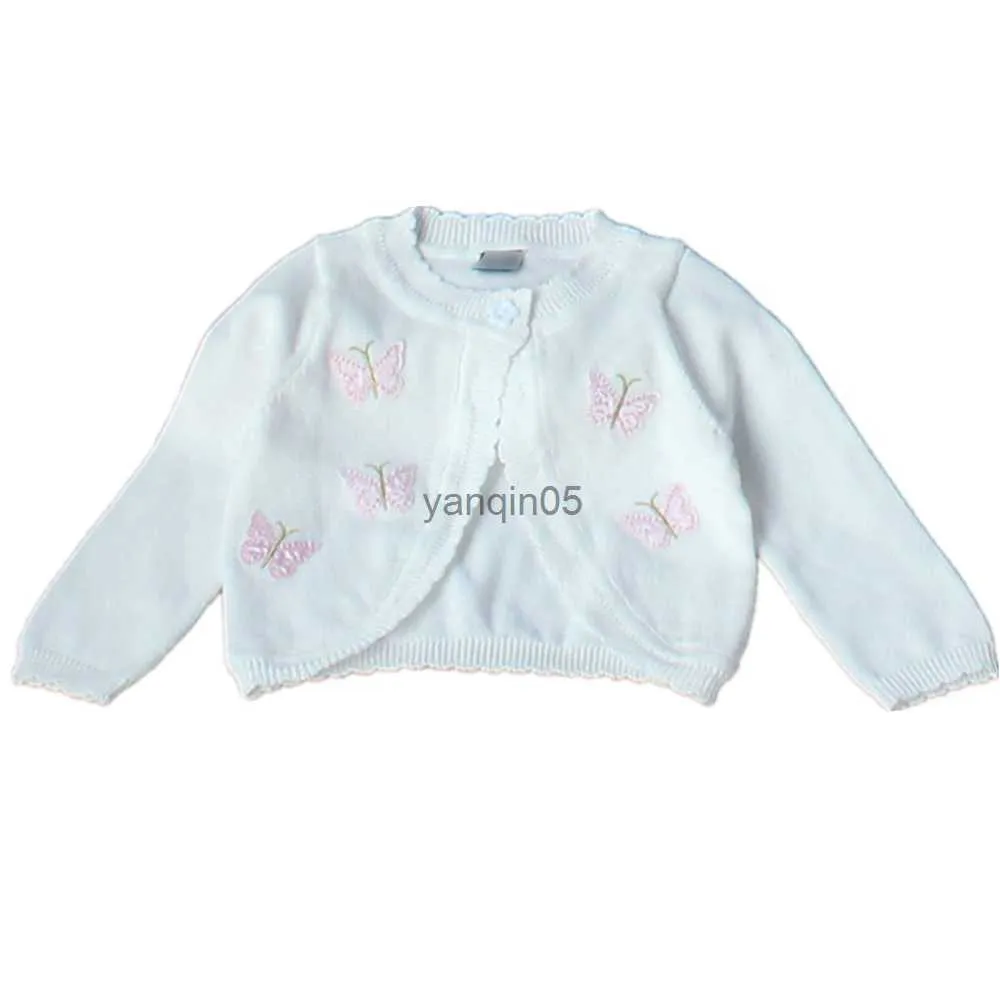 Pullover 0-4yrs Kids Cardigan Jacket Girls White Butterfly Cute Baby Shrug Sweater 1 2 3 4 Years Children Clothes OGC215417 HKD230719