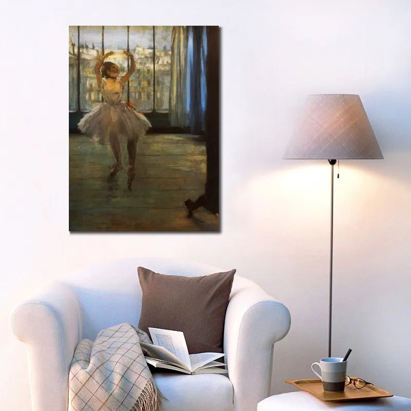 Ballerina Canvas Art Dancer Posing Edgar Degas Painting Hand Oil Painted Home Office Wall Decor Modern