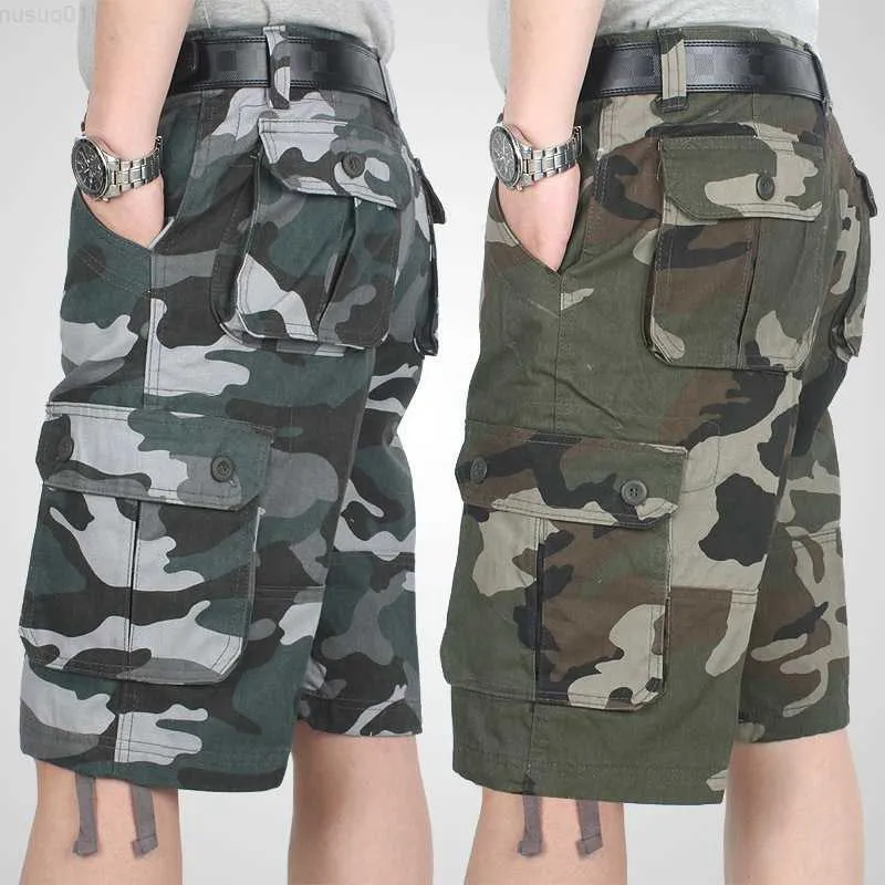 Men's Shorts Summer Cargo Shorts Men Camouflage Camo Casual Cotton Multi-Pocket Baggy Bermuda Streetwear HipHop Military Tactical Work Shorts L230719