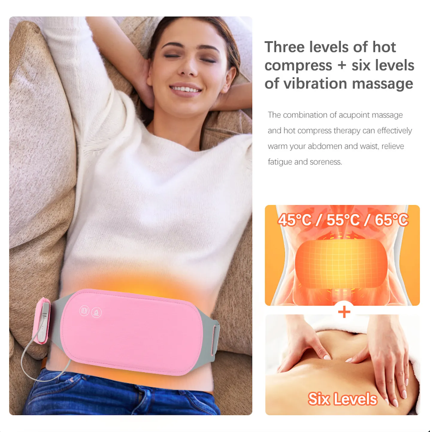 Multifunktionell bantningsbälte damer menstruationsfeber bälte intelligent uppvärmning lättnad midje smärtkramper vibration buk massager buk midja