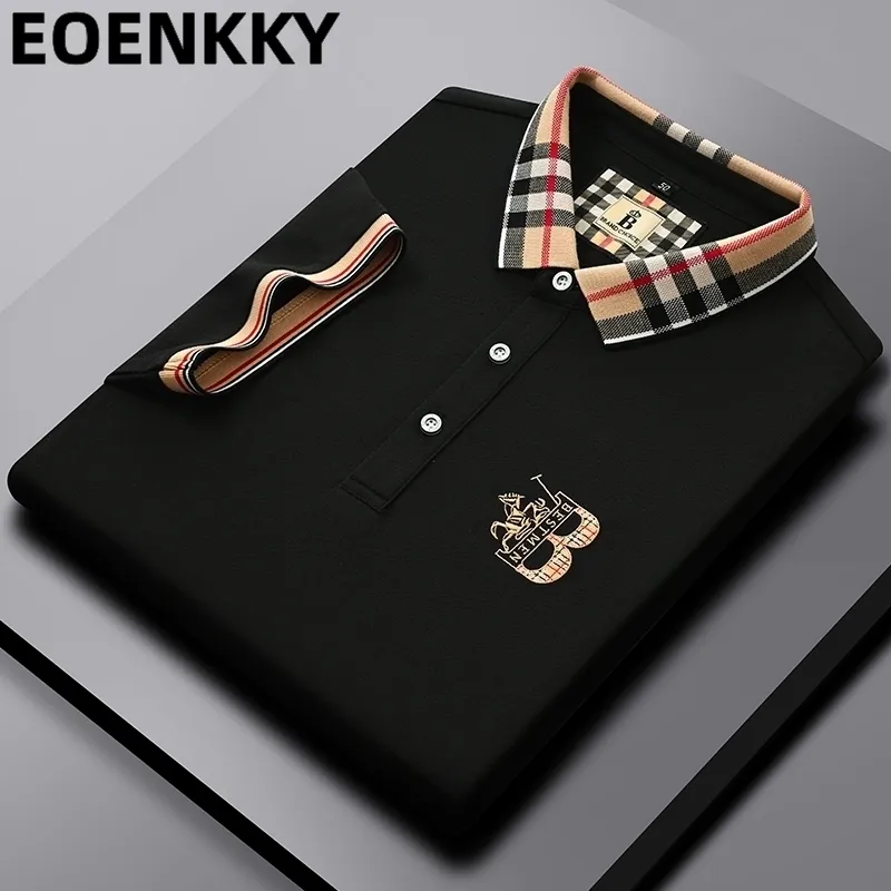 Polo masculino de luxo EOENKKY marca polo masculino com bordado de lapela camiseta de verão moda coreana versão casual roupas 230718