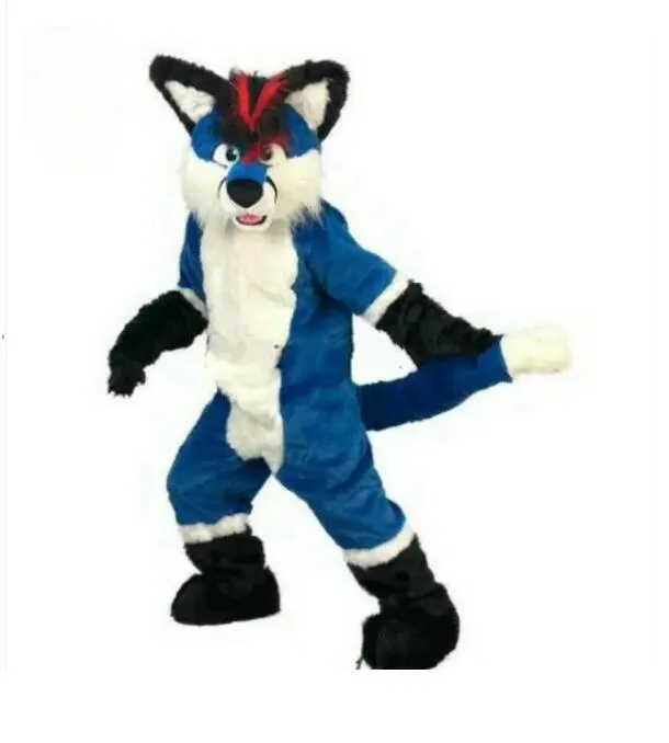 Blue Wolf Husky Halloween Spitz Mascot Disfraz Long Walking Cos Skird Christmas Gran EventEastercarnival Tamaño de adulto