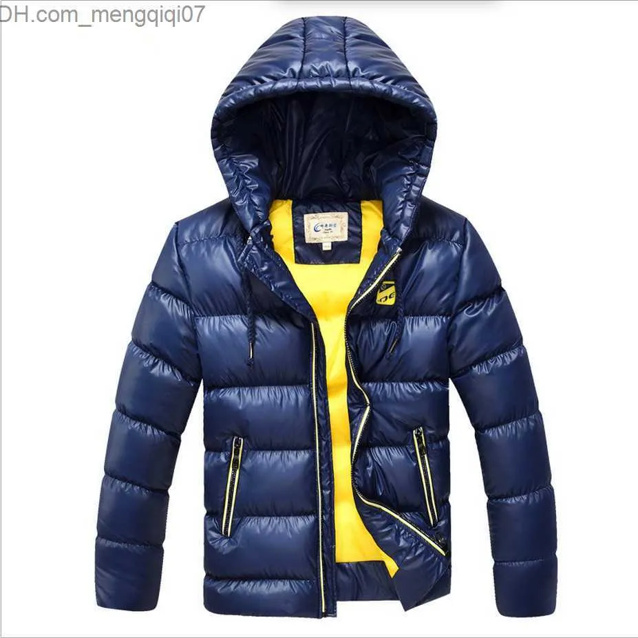Płaszcz Down 7-16t Chłopcy Zimowa kurtka zimowa moda z kapturem Paras Wadded Onymie Gruby ciepły płaszcz 2021 Wysoka jakość Z230719