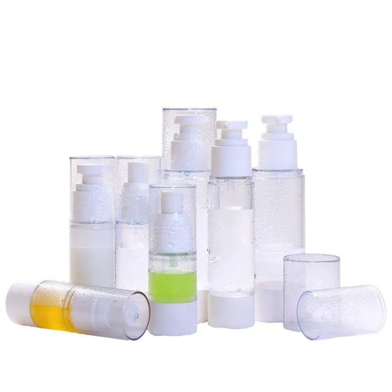 15 30 50 80 100ML Klare Vakuumflasche Leerer Kunststoff Airless Pumpspray Transparente Kosmetikcreme Parfüm Ätherisches Öl Behälter Flasche Ngrw