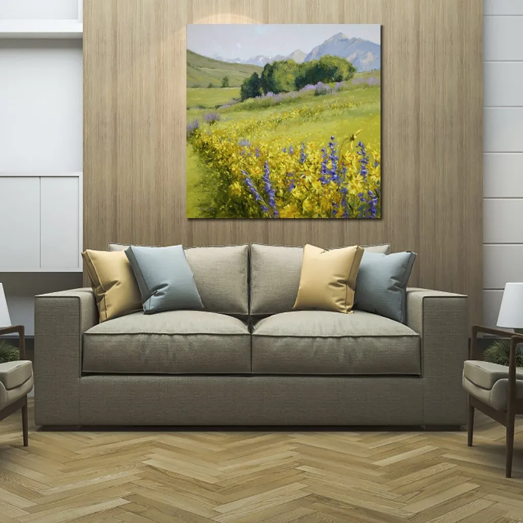 Fiori Wall Art su tela Wildflower Show Pittura contemporanea artigianale per ingresso