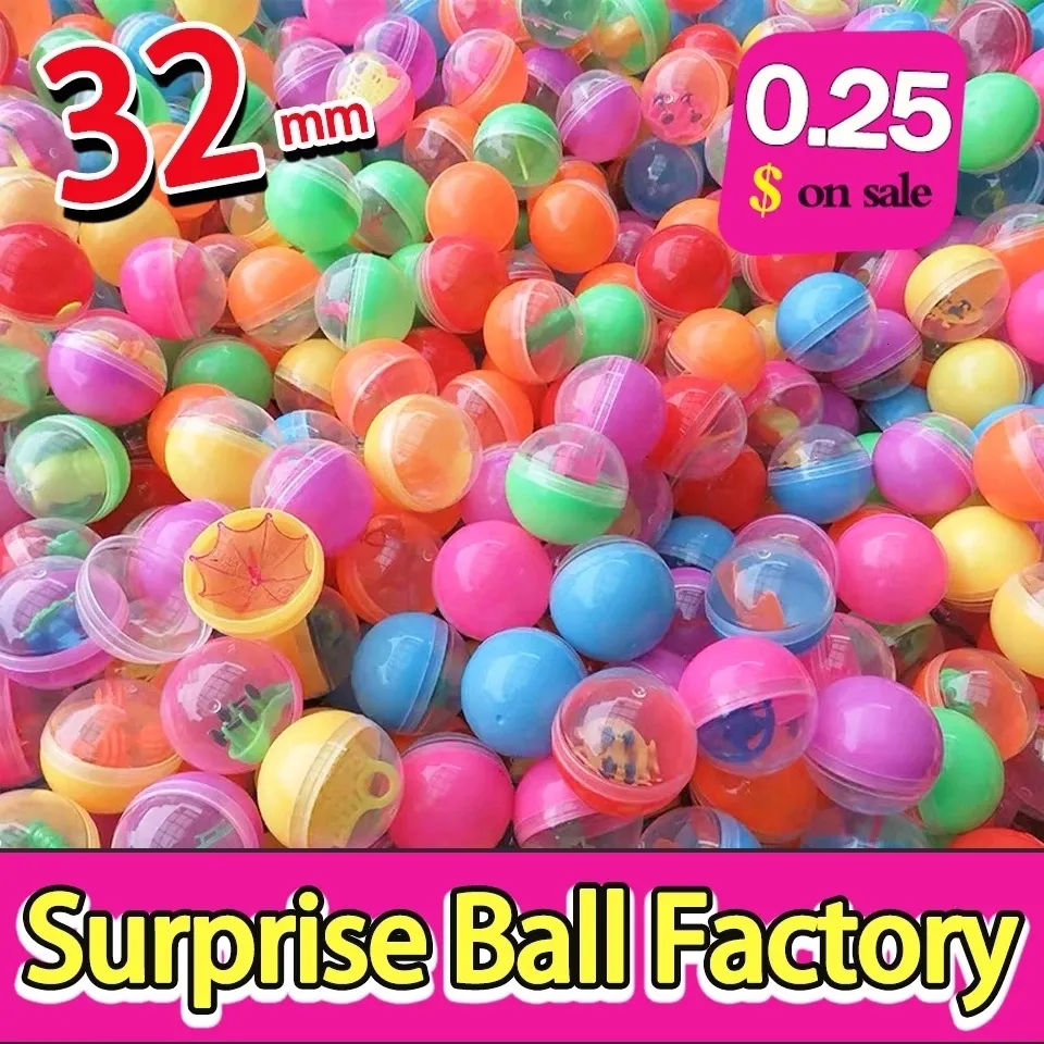 Palloncini per feste 100pcs 32MM Capsule a sorpresa Uovo giocattolo Cartoon Mini modello di bambola con diverse figure Giocattoli Gashapon Balls Distributore automatico Regali 230719